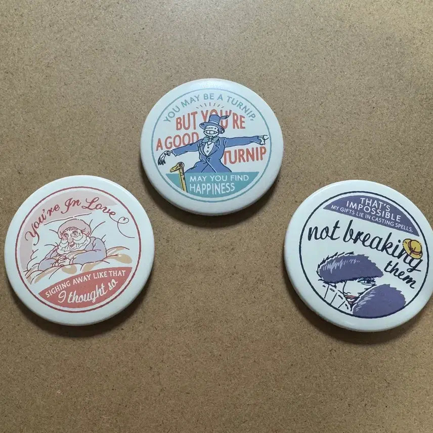 [BUNJANG] Studio Ghibli Howl's Moving Castle Can Badge Set / 스튜디오 지브리 하울의 움직이는 성 캔뱃지 3종