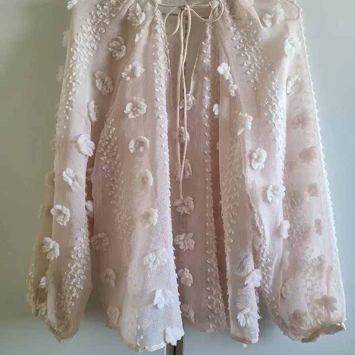 [BUNJANG] Flower Blouse Pink / 2025자라 플라워 블라우스 핑크 쉬폰