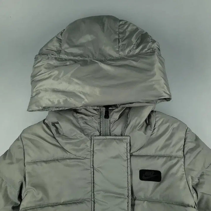 [BUNJANG] Nike Futura Logo Duck Down Padded Jacket / 나이키 그레이 블랙 퓨추라로고 립스탑 하이넥 덕다운 오리털 후드 패딩 점