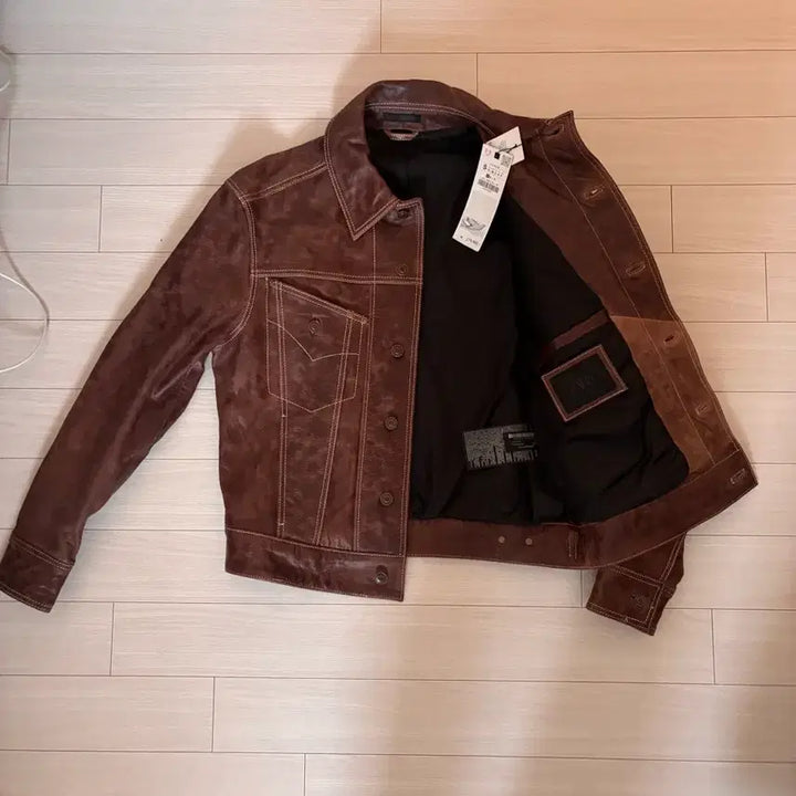 [BUNJANG] Zara Distressed Leather Trucker Jacket / (Ssize) 자라 디스트레스드 가죽 트러커 자켓