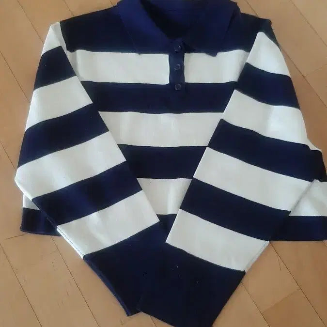 [BUNJANG] Striped Collar Knit Top / 스트라이프 카라 니트티