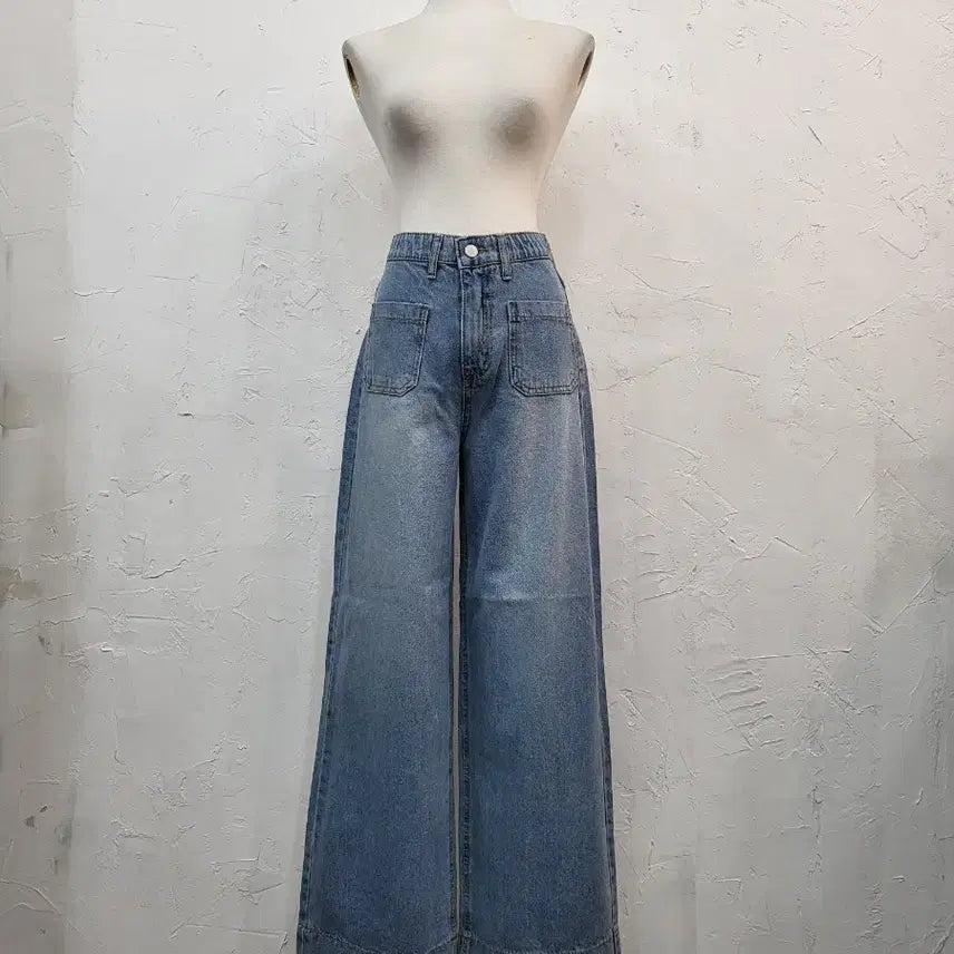 [BUNJANG] Denim Wide Pants / 청 데님 와이드 팬츠/S M L