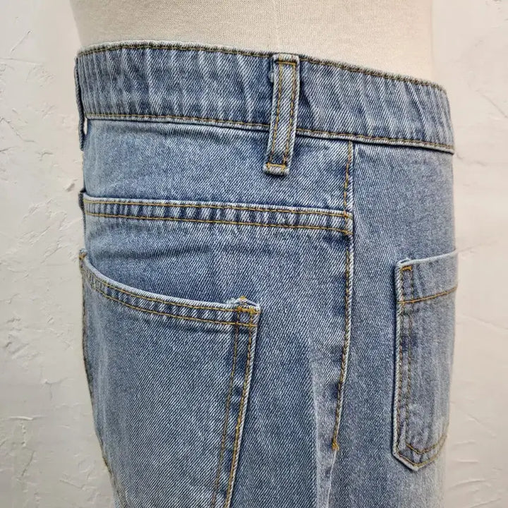 [BUNJANG] Denim Wide Pants / 청 데님 와이드 팬츠/S M L