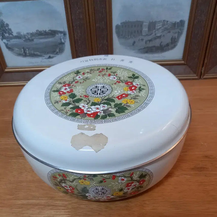 [BUNJANG] Vintage Flower Pattern Enamel Rice Pot / 빈티지 플라워 패턴 법랑밥통