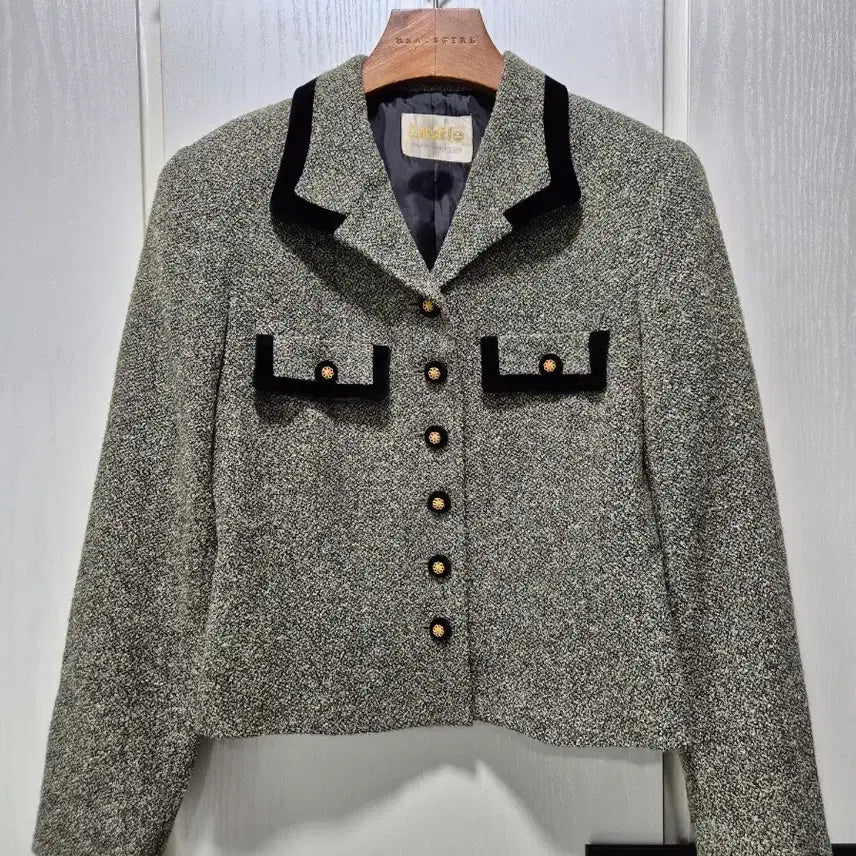 [BUNJANG] Bonne Nuit Tweed Velvet Point Jacket / (세일)JPN빈티지 본느리베 트위드 벨벳 포인트 자켓