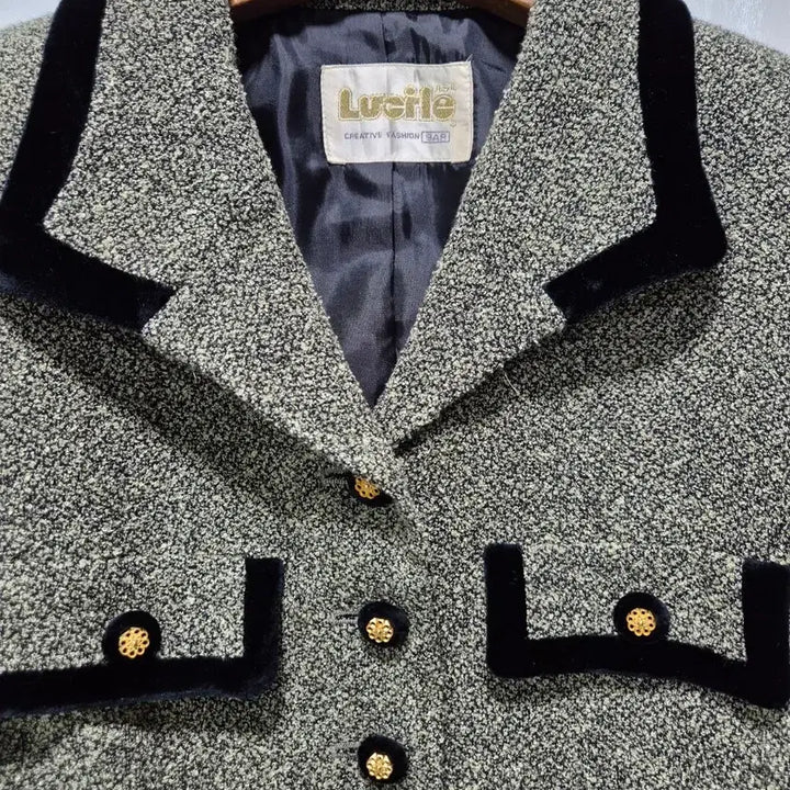 [BUNJANG] Bonne Nuit Tweed Velvet Point Jacket / (세일)JPN빈티지 본느리베 트위드 벨벳 포인트 자켓
