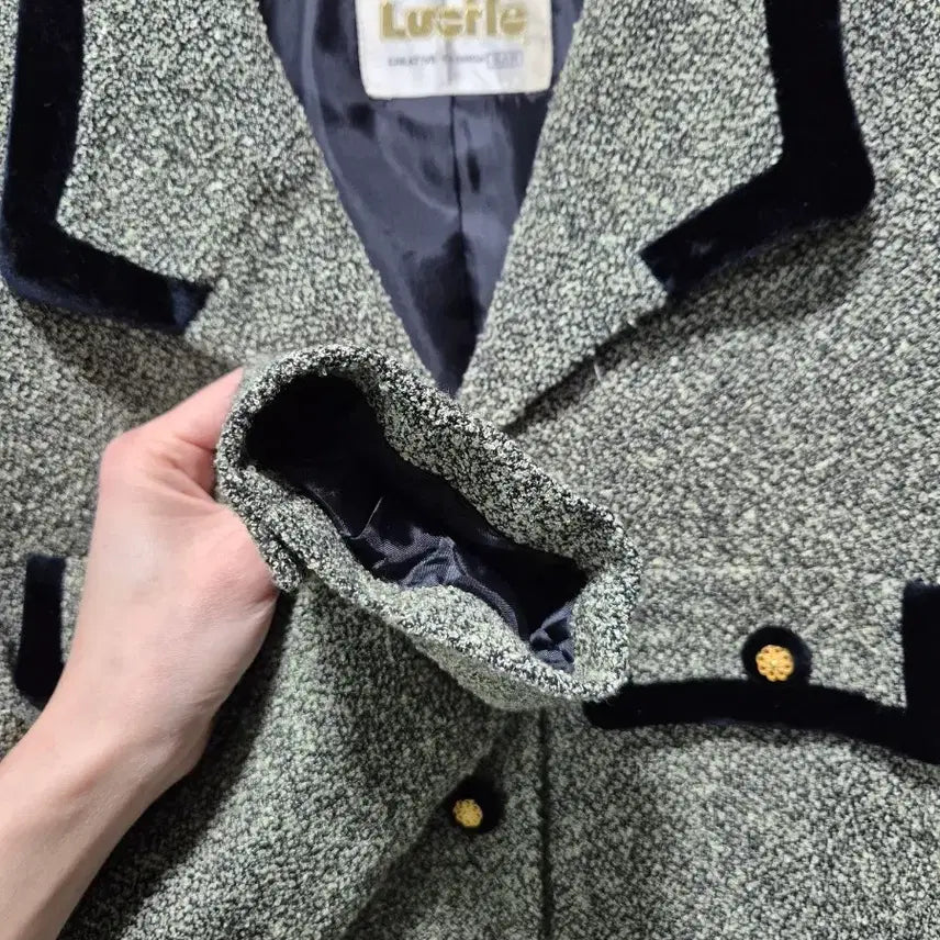 [BUNJANG] Bonne Nuit Tweed Velvet Point Jacket / (세일)JPN빈티지 본느리베 트위드 벨벳 포인트 자켓