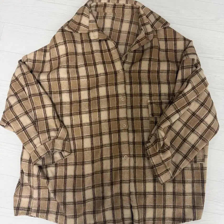 [BUNJANG] Oversized Checkered Shirt / 기모 체크 남방(프리사이즈)