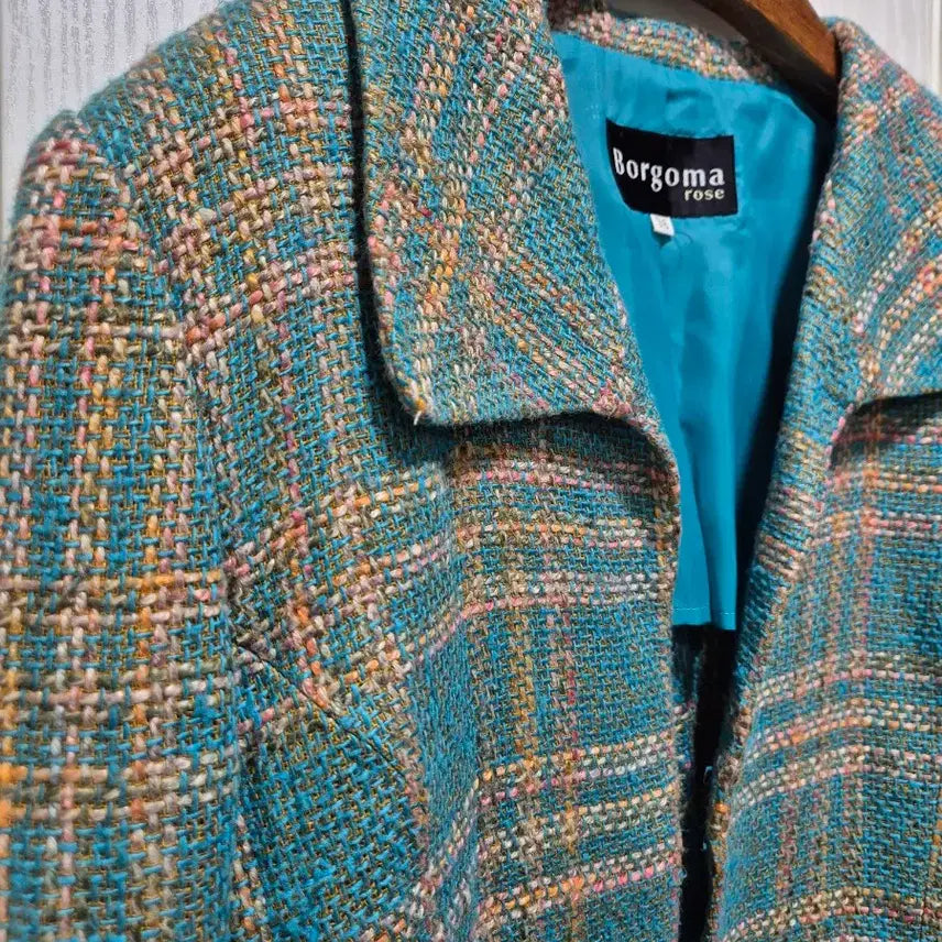[BUNJANG] Borgoma Rose Tweed Check Jacket / (세일)JPN빈티지 Borgoma 로즈 트위드 체크 자켓