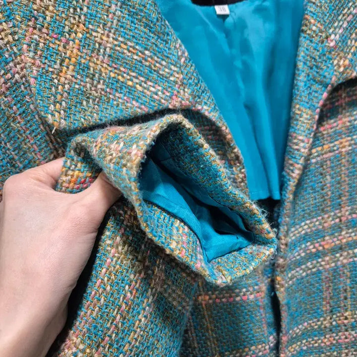 [BUNJANG] Borgoma Rose Tweed Check Jacket / (세일)JPN빈티지 Borgoma 로즈 트위드 체크 자켓