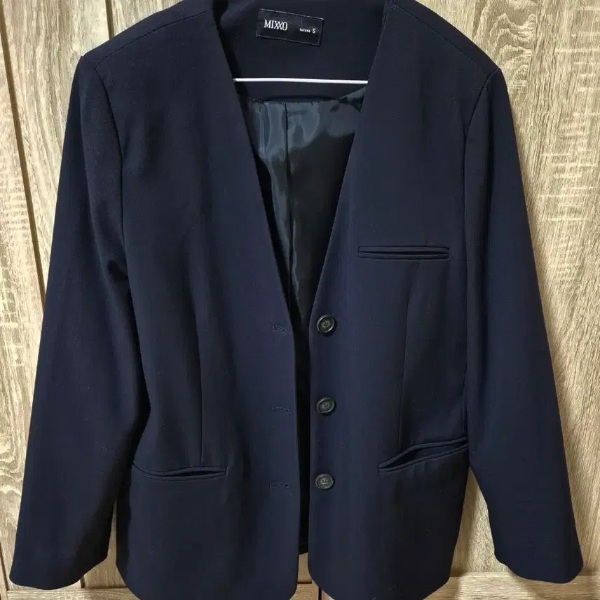 [BUNJANG] MISO Women's No Collar Coat Jacket (Size 66) / 미쏘 여성 노카라 네이비 코트 자켓(66)