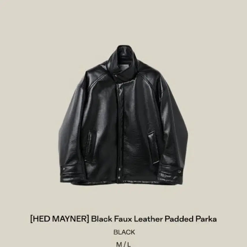 [BUNJANG] Hed Mayner Customellow Black Leather Padded Parka M / 헤드메이너 커스텀멜로우 블랙 레더 패디드 파카