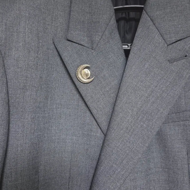 [BUNJANG] STU Double Blazer Mid Gray (L) / STU - 더블 블레이저 미드 그레이 (L) + 루나 스냅 브로치