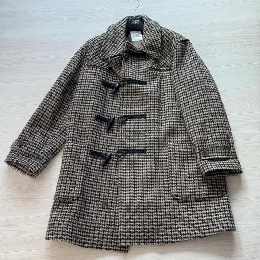 [BUNJANG] Studio Tomboy Houndstooth Duffel Coat / 스튜디오 톰보이 하운드체크 더플코트