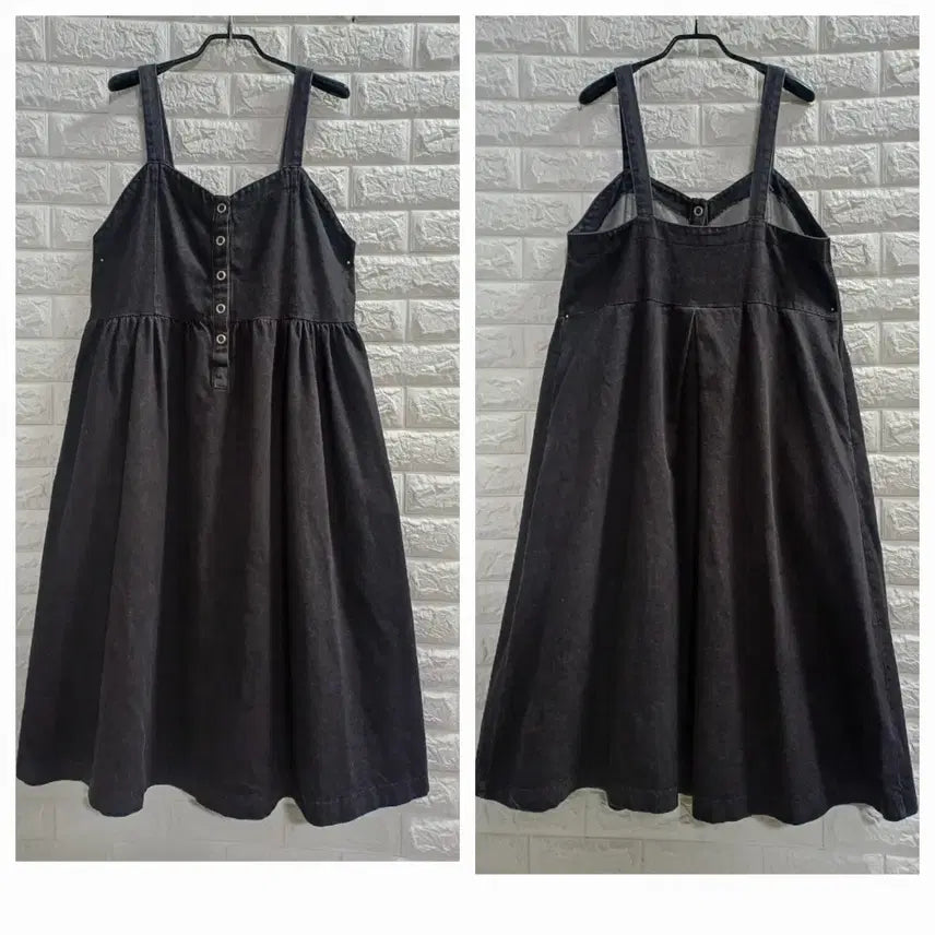 [SOLD OUT] 블랙 데님 멜빵 원피스