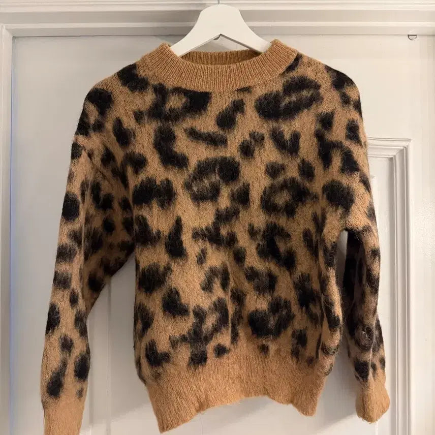 [BUNJANG] Vintage Leopard Wool Knit Sweater / 일본 빈티지 울 레오파드 니트