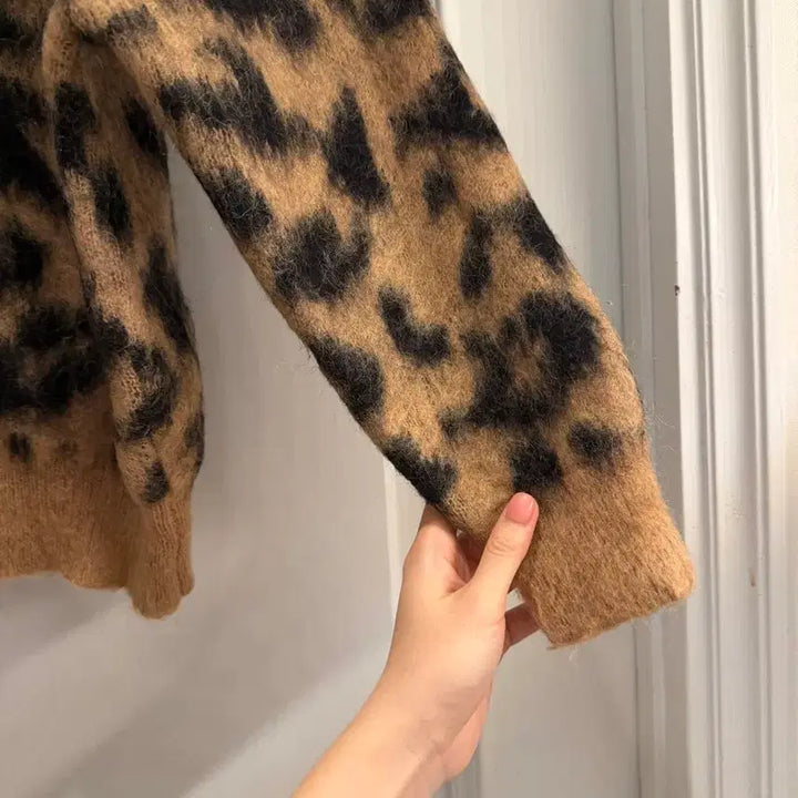 [BUNJANG] Vintage Leopard Wool Knit Sweater / 일본 빈티지 울 레오파드 니트