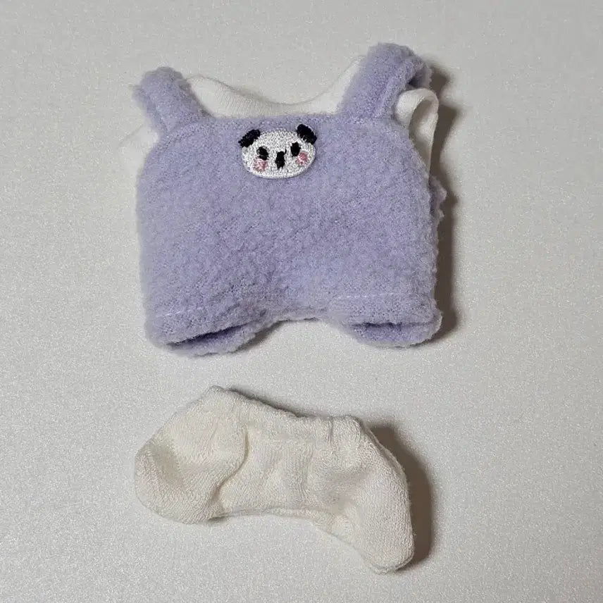 [BUNJANG] 10cm Doll Clothes Panda Overalls Set / 10cm 인형옷 팬더 멜빵 세트