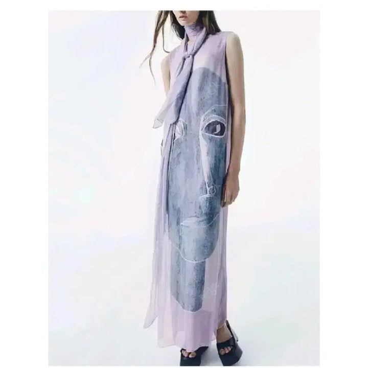 [BUNJANG] Zara Printed Fluid Dress - M / zara 자라 스카프 디테일 프린트 플루이드 원피스 - M