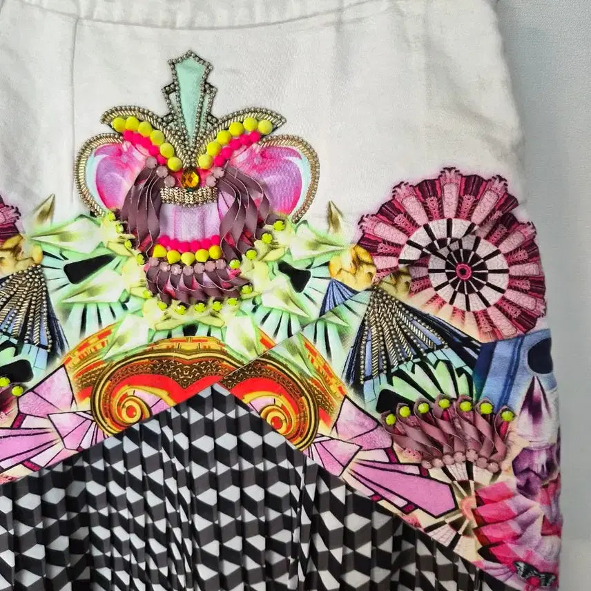 [BUNJANG] Manish Arora 3D Beaded Geometric Pleated Skirt / [XS 마니시 아로라(Manish Arora) 입체 자수 기하학