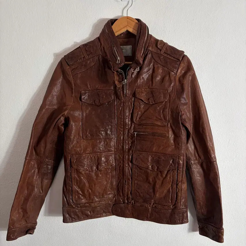 [BUNJANG] T.I. For Men Lambskin High Neck Leather Jacket (Camel Brown) (Size 95) / 00s 티아이포맨 램스킨 하이넥 레더자켓 카멜브라운(95)