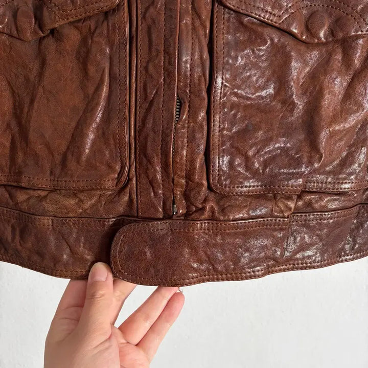 [BUNJANG] T.I. For Men Lambskin High Neck Leather Jacket (Camel Brown) (Size 95) / 00s 티아이포맨 램스킨 하이넥 레더자켓 카멜브라운(95)