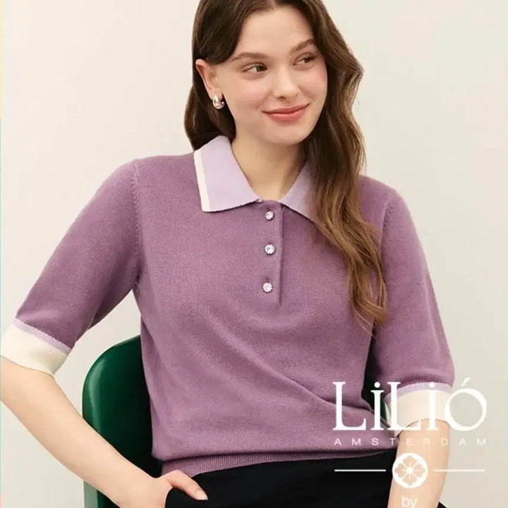 [BUNJANG] Lillio by O'Lillio Silk Cashmere Collar Knit Sweater / (새상품) 릴리오 by 오일릴리 실크 캐시미어 카라 니트
