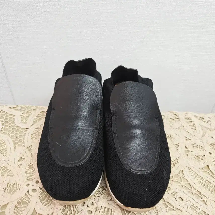 [BUNJANG] Lebeige Black Leather Patch Mesh Loafer Slip-on / 르베이지  블랙 가죽 패치 메쉬 로퍼 슬립온