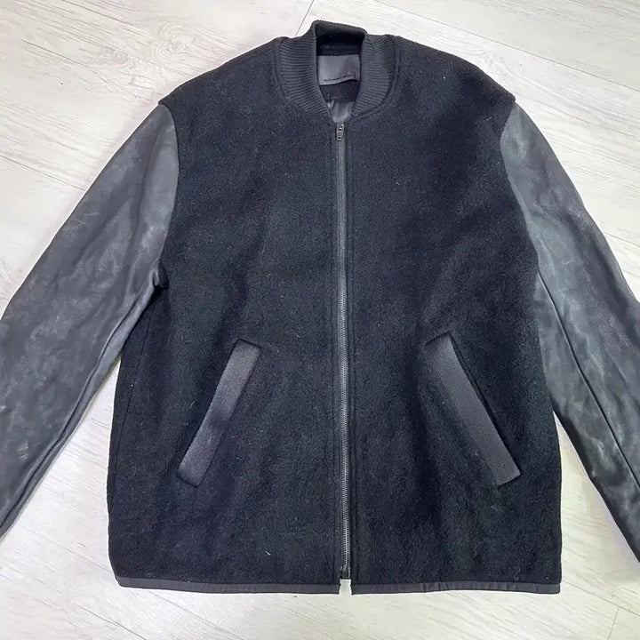 [BUNJANG] Alexander Wang Black Wool Leather Blouson Jacket / 알렉산더왕 블랙 울 레더 배색 블루종
