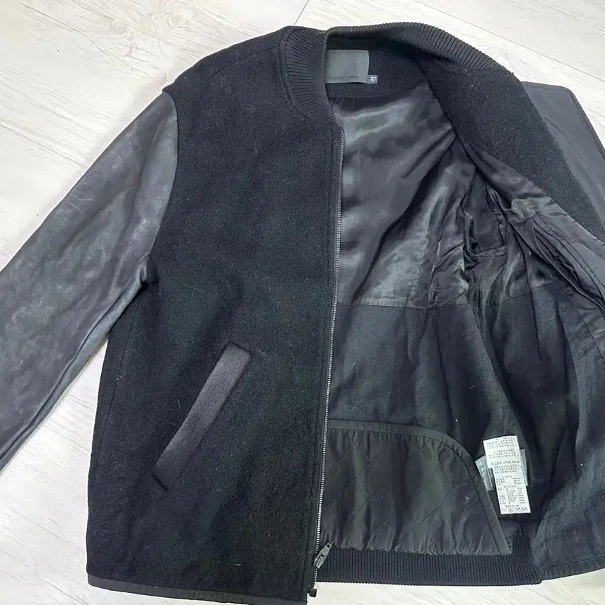 [BUNJANG] Alexander Wang Black Wool Leather Blouson Jacket / 알렉산더왕 블랙 울 레더 배색 블루종