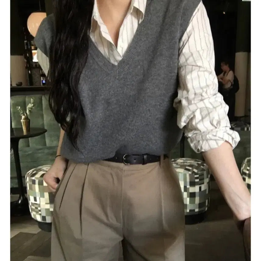 [BUNJANG] Slow and Midi Knit Vest / 슬로우앤드 니트 베스트 미디엄 그레이