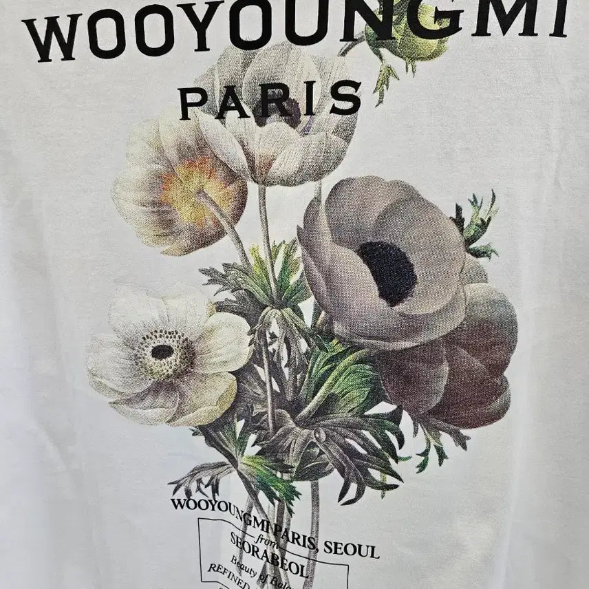[BUNJANG] Wooyoungmi 23FW Flower Back Logo T-shirt (White) / [정품/새상품급] 23FW 우영미 플라워 백로고 반팔 티셔츠 화이트 52