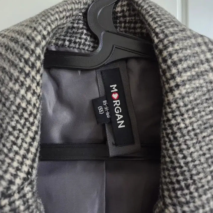 [BUNJANG] MORGAN Check Belt Long Coat / MORGAN 체크 벨트 롱 코트