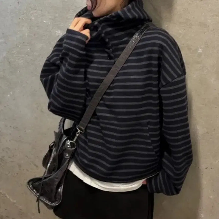 [BUNJANG] Stripe Button Hoodie / 스트라이프 버튼 후디