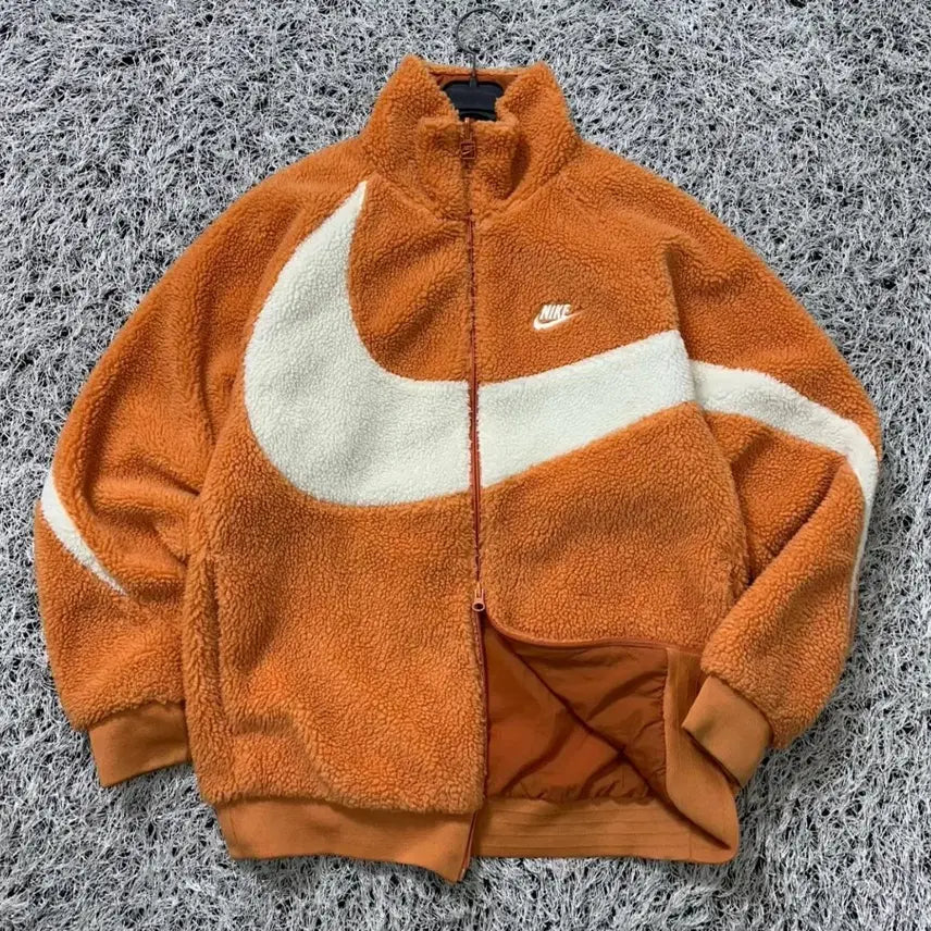 [BUNJANG] Nike Big Swoosh Orange Fleece / 나이키 빅스우시 뽀글이 플리스 오렌지