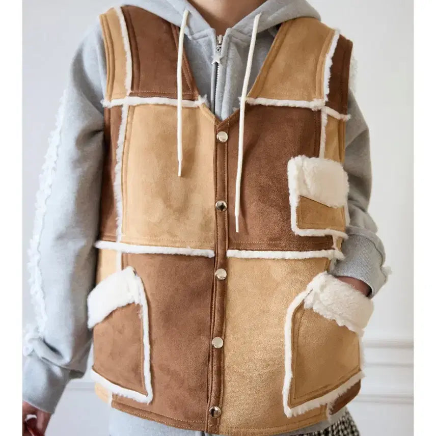 [BUNJANG] Jollyraid Patchwork Sheepskin Vest / 졸리레이드 Suki patchwork sheepskin vest