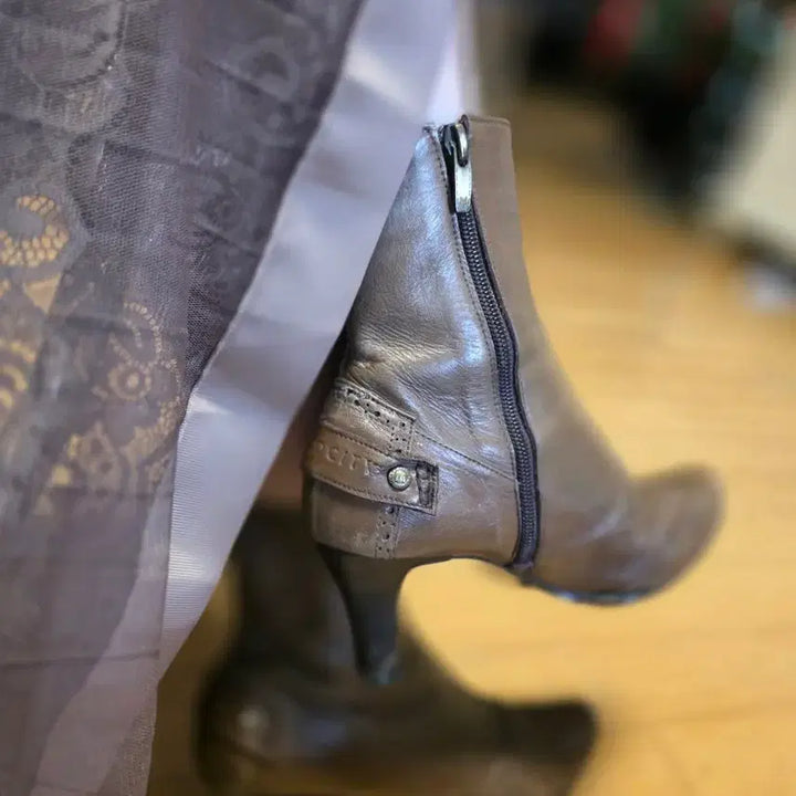 [BUNJANG] METROCITY Brown Leather Long Boots / [정품] METROCITY 브라운 가죽 롱부츠