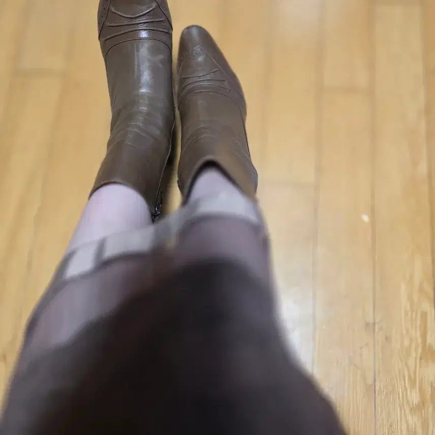 [BUNJANG] METROCITY Brown Leather Long Boots / [정품] METROCITY 브라운 가죽 롱부츠