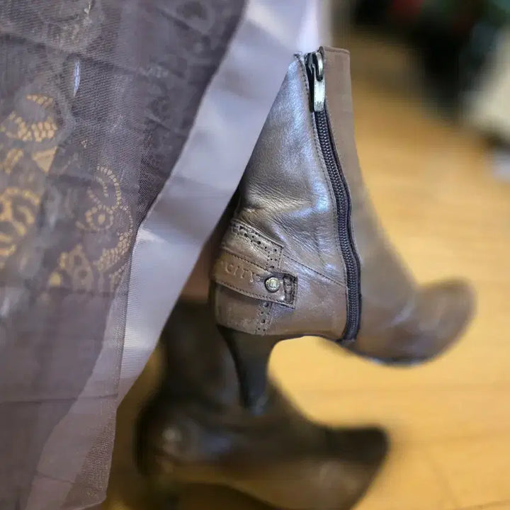 [BUNJANG] METROCITY Brown Leather Long Boots / [정품] METROCITY 브라운 가죽 롱부츠