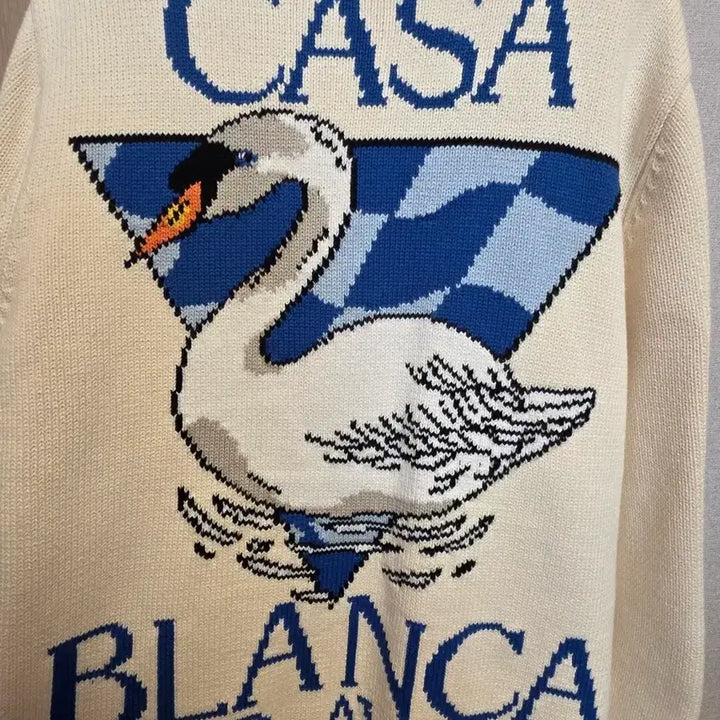 [BUNJANG] Casablanca Embroidered Knit Cardigan / 백조 자수니트 집업 가디건(카사블랑카)