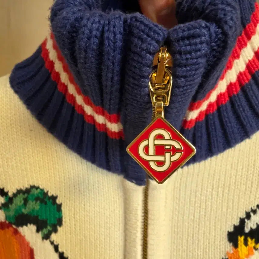 [BUNJANG] Casablanca Embroidered Knit Cardigan / 백조 자수니트 집업 가디건(카사블랑카)