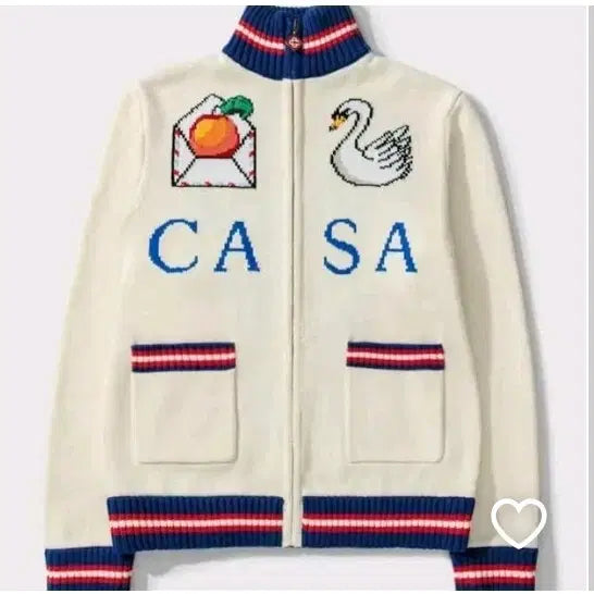 [BUNJANG] Casablanca Embroidered Knit Cardigan / 백조 자수니트 집업 가디건(카사블랑카)