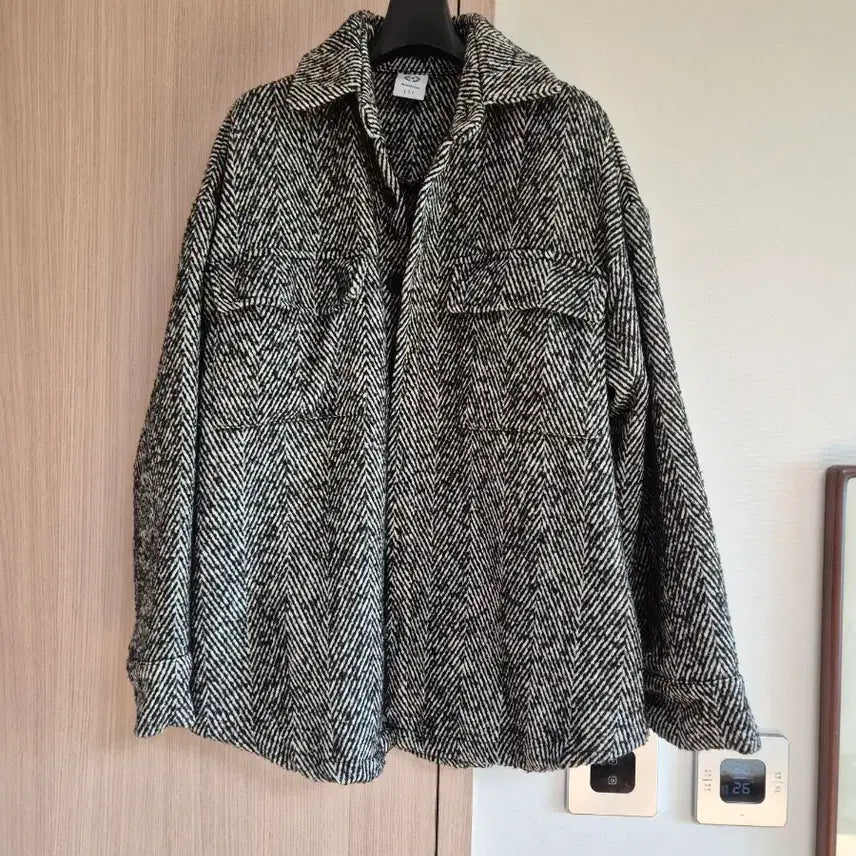[BUNJANG] Herringbone Pattern Shirt Jacket / 빅사이즈 헤링본 패턴 셔츠형 자켓 88 99