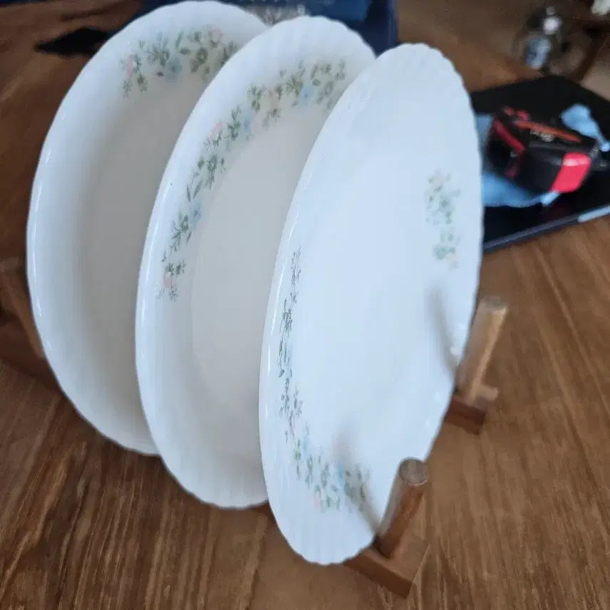 [BUNJANG] Milk Glass Plate Set (3pcs) / 국산 밀크글라스3p (수정유리)