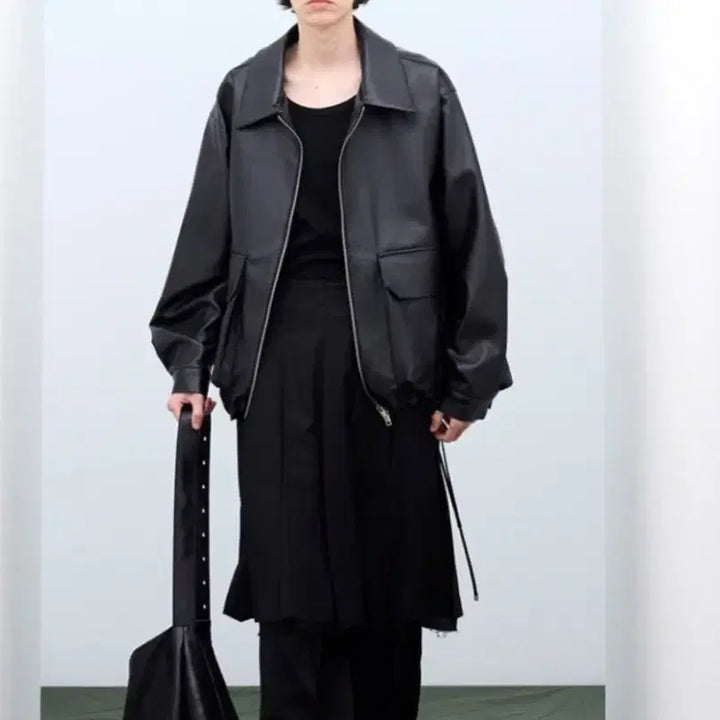 [BUNJANG] Irrelevant Input / 아이러니포르노 블랙 레더 자켓