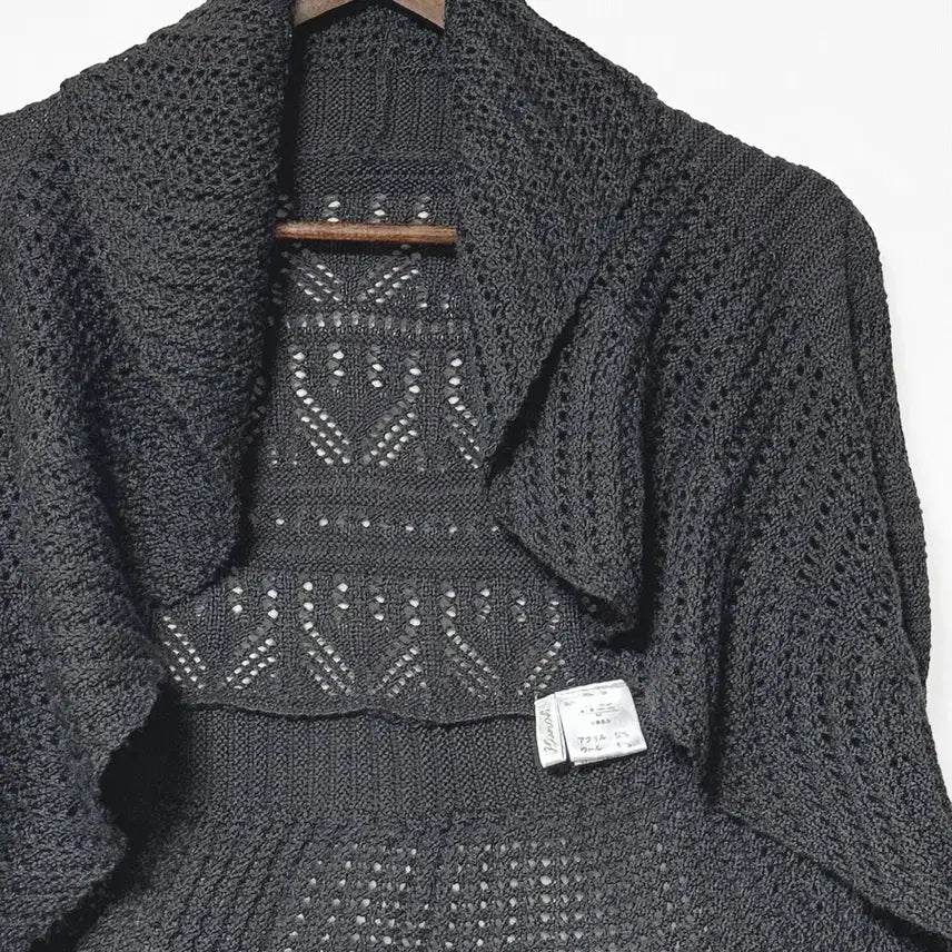 [BUNJANG] Vintage Ruffle Bolero Cardigan / 일본빈티지 러플 벌룬소매 드레이프 볼레로가디건차콜 모리걸하구미룩갸루y2k