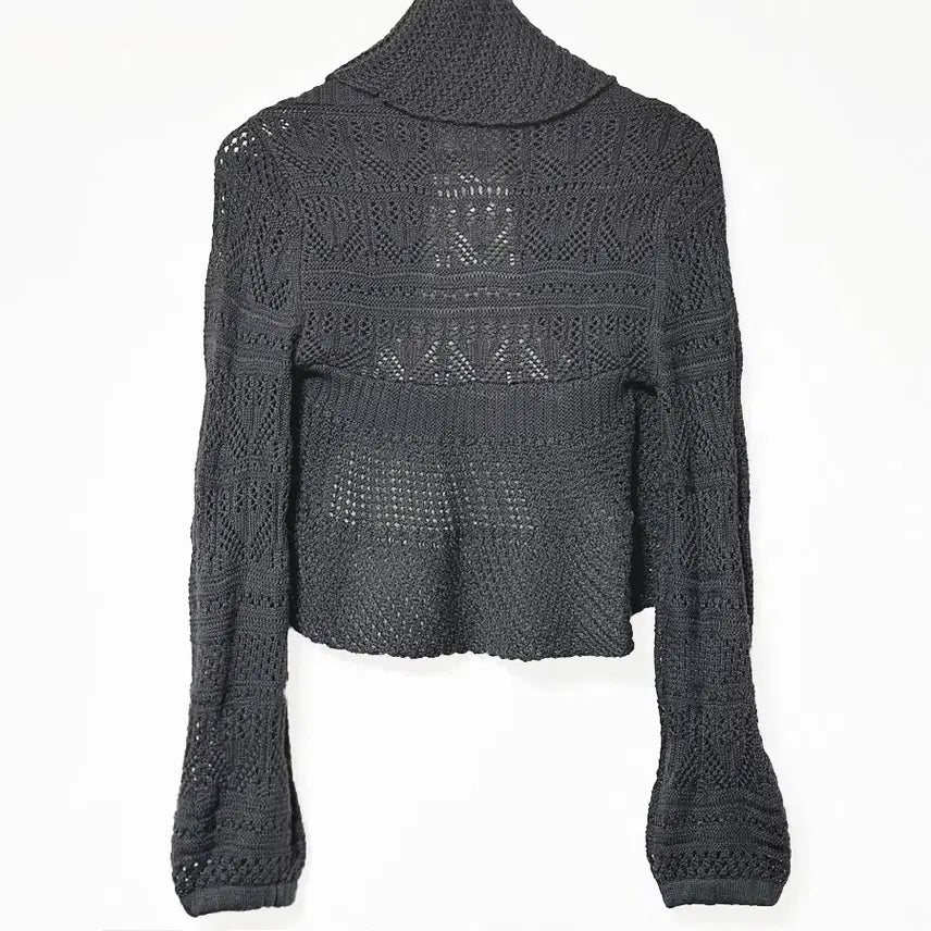 [BUNJANG] Vintage Ruffle Bolero Cardigan / 일본빈티지 러플 벌룬소매 드레이프 볼레로가디건차콜 모리걸하구미룩갸루y2k