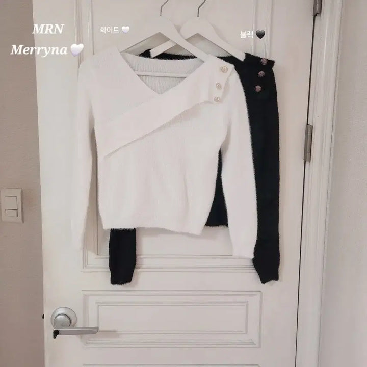 [BUNJANG] Gold Angora Knit Top / (빠른배송/고급미/보송) 금장 사선 앙고라 골지 니트 2color