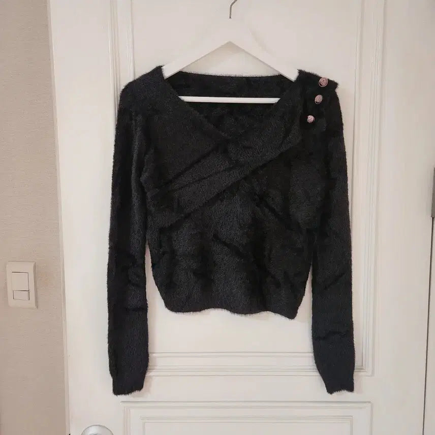 [BUNJANG] Gold Angora Knit Top / (빠른배송/고급미/보송) 금장 사선 앙고라 골지 니트 2color