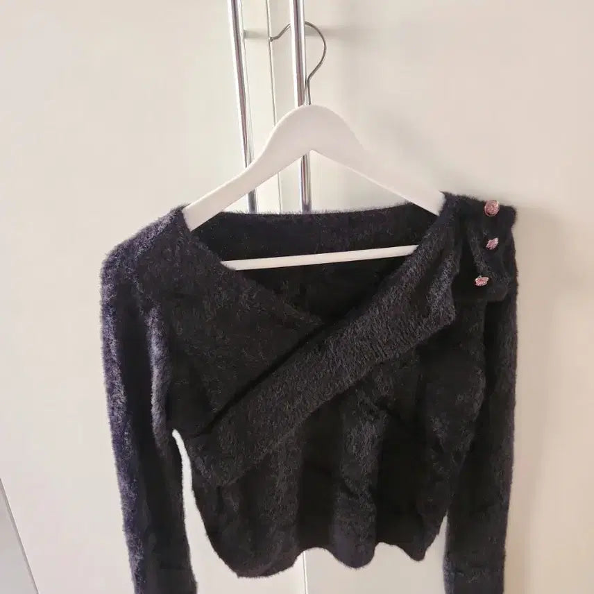 [BUNJANG] Gold Angora Knit Top / (빠른배송/고급미/보송) 금장 사선 앙고라 골지 니트 2color